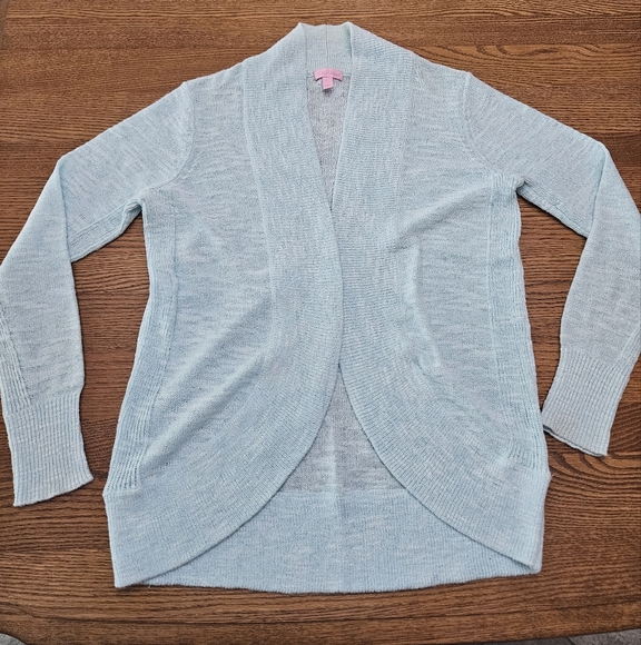 Lilly Pulitzer Amalie Cardigan, Sz Lg, Pale Blue, GUC - Picture 1 of 11